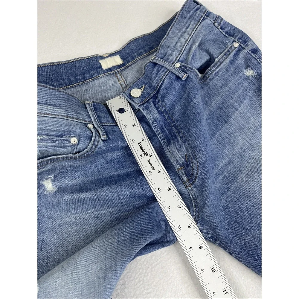 Mother Undone Drop Out Hem Cliffhanger Jeans Blue Size 27 Distressed Low Rise